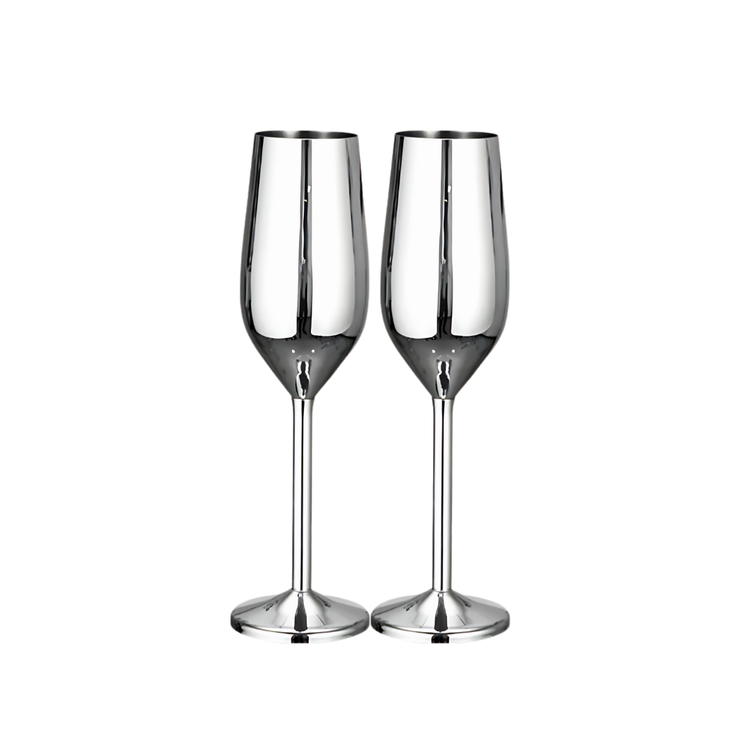 200ml (7 OZ) Stainless Steel Champagne Flutes (Set of 2)