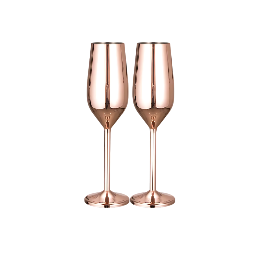 200ml (7 OZ) Stainless Steel Champagne Flutes (Set of 2)