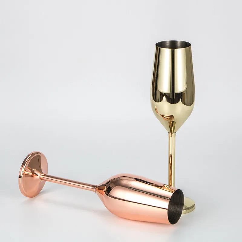 200ml stainless steel champagne flutes (rose gold & gold) - The Stainless Sipper 