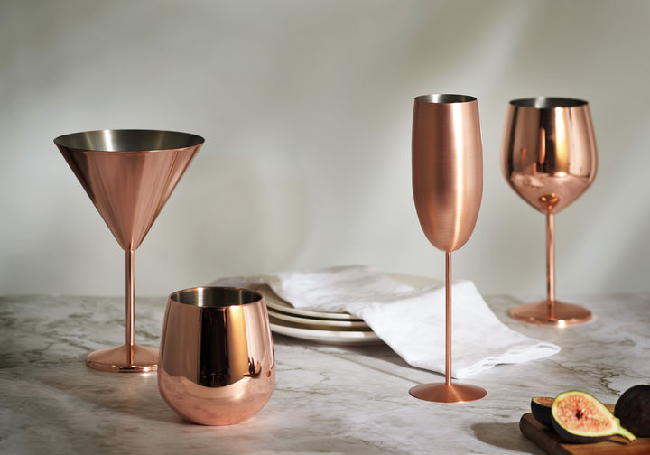 Wine glasses set of 2 made of stainless steel copper, metal wine